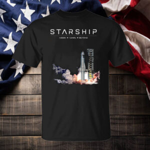 Moon Mars Beyond ,SpaceX Starship Test Launch Adult T-Shirt