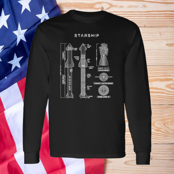 SpaceX Starship Blueprint Model T-Shirt