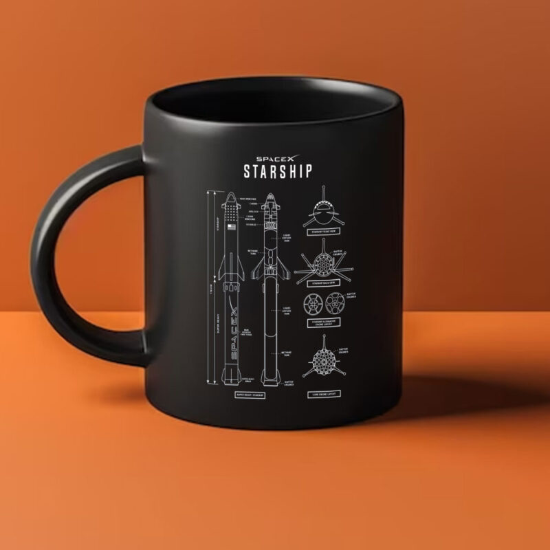 SpaceX Starship Schematic Blueprint Mug