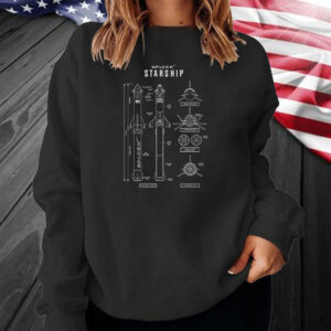 SpaceX Starship Schematic Blueprint T-Shirt